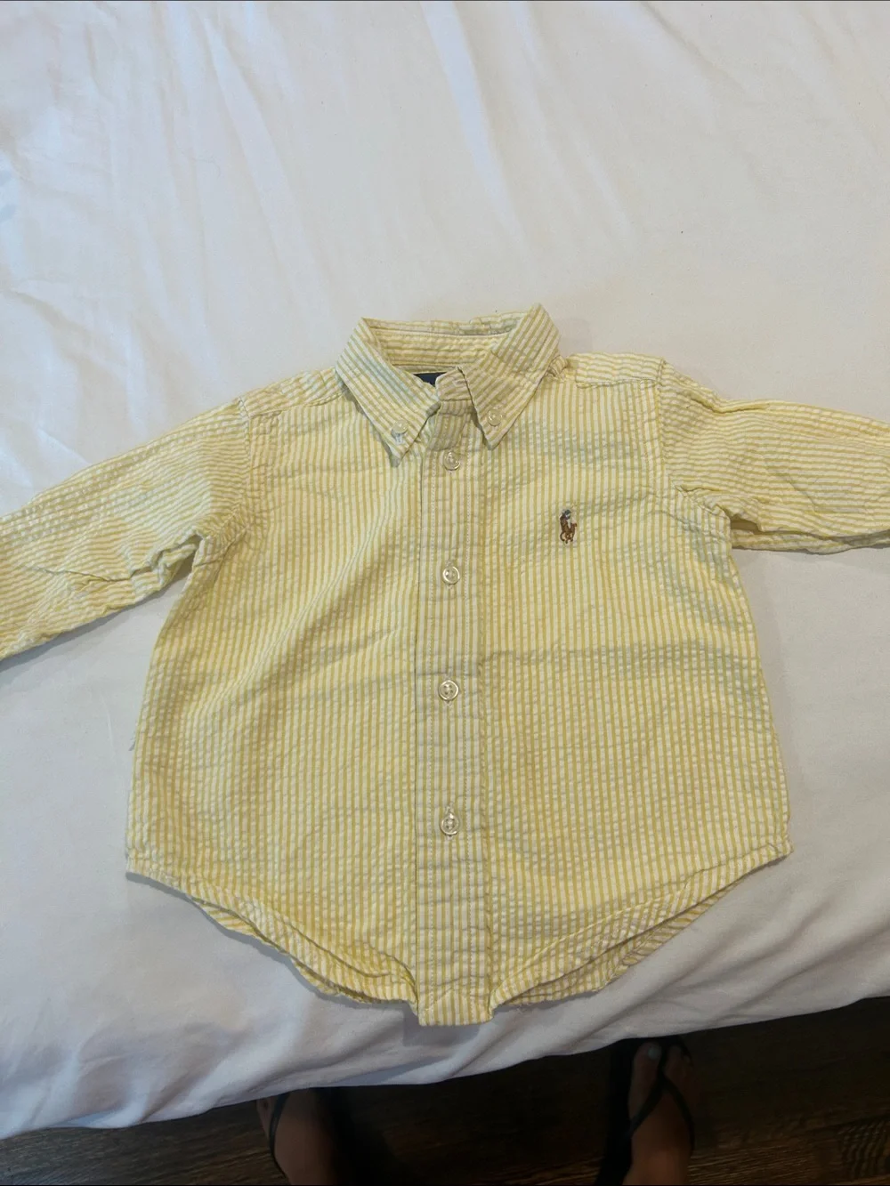Ralph Lauren Yellow Striped Seersucker Button-Down Shirt